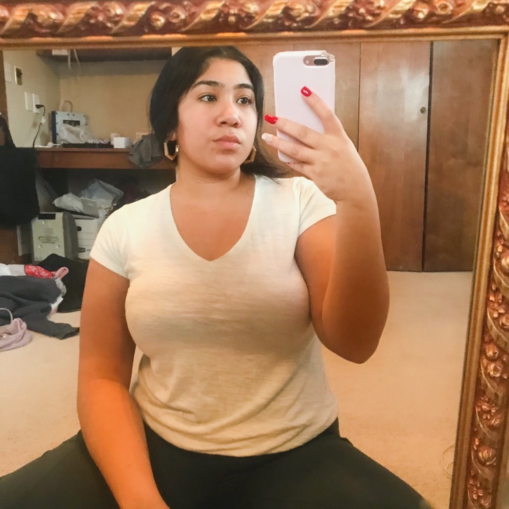 White V-neck